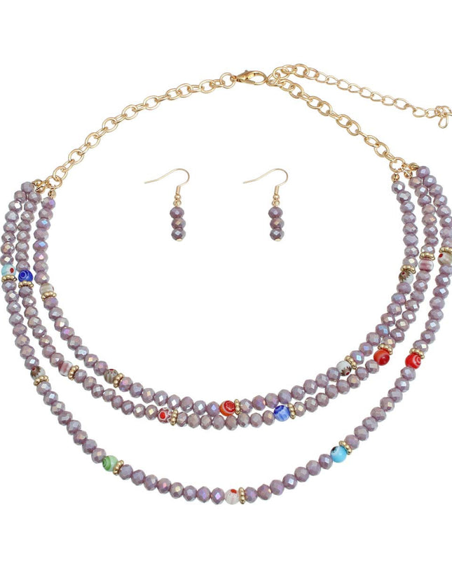 Light Purple Glass Bead Layered Set