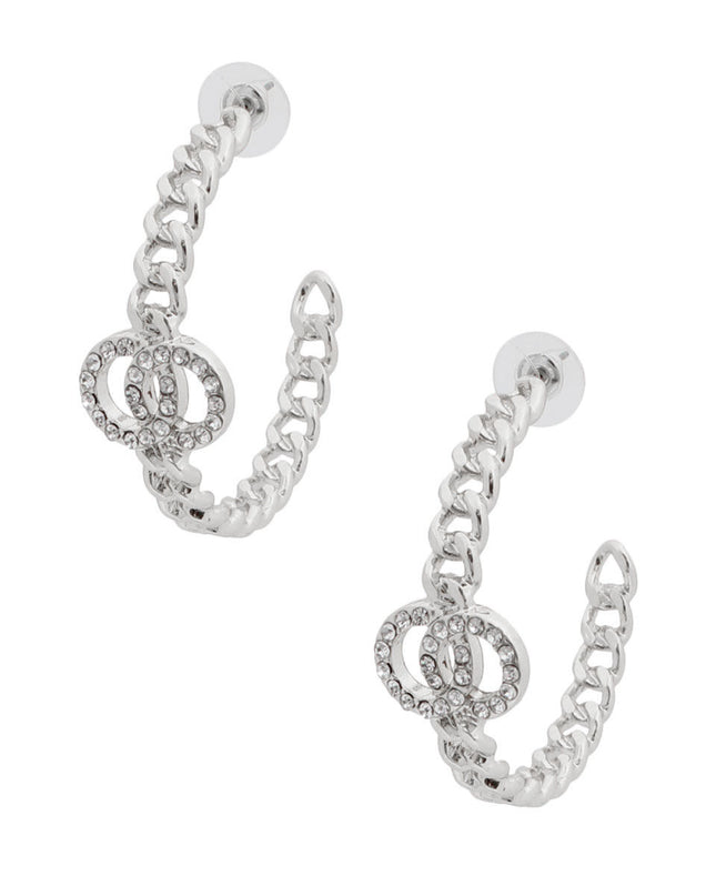 Silver Chain Infinity Ring Hoops
