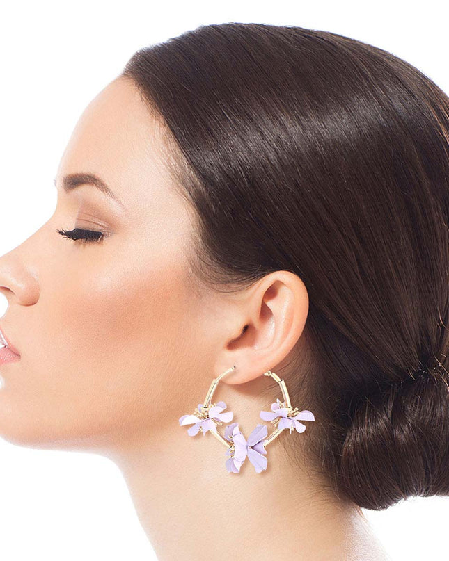 Lavender Metal Flower Hoops