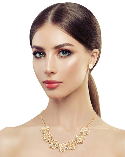 Gold Glass 3D Flower Collar Set