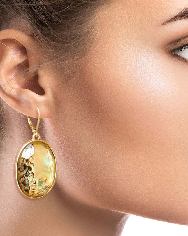Opal Marbled Oval Eurowire Hoops