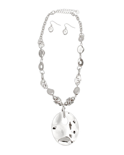 Silver Organic Link Pendant Necklace