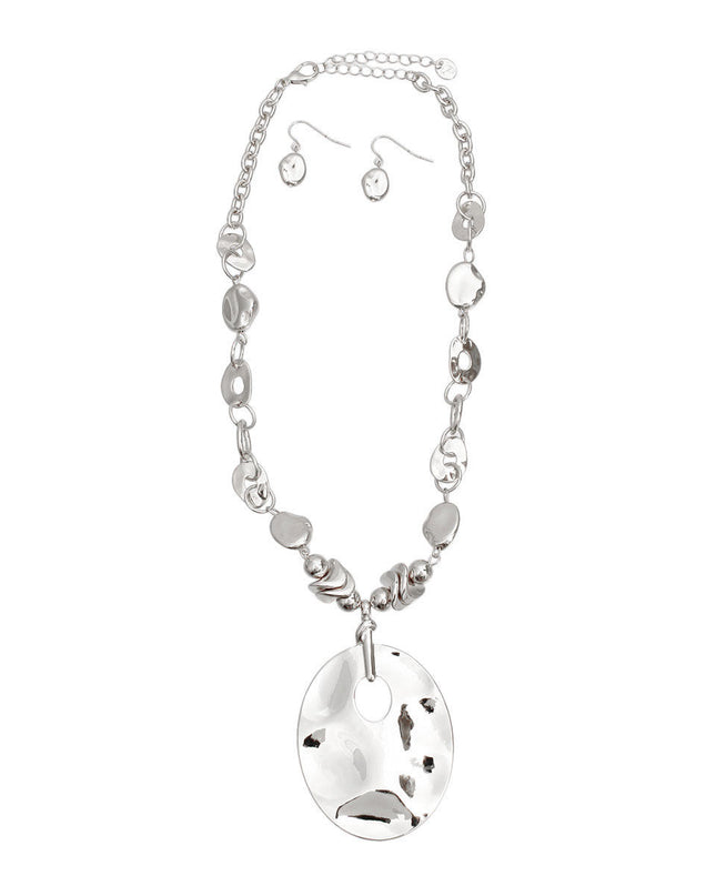 Silver Organic Link Pendant Necklace