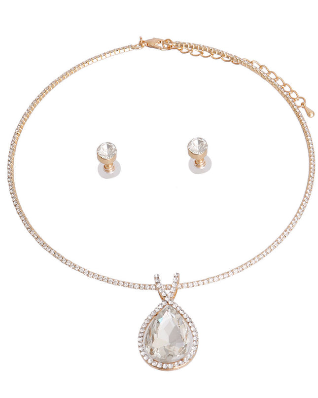 Gold Memory Wire Teardrop Necklace