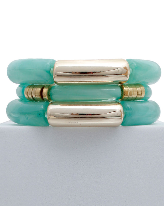 Turquoise Tube Stretch Bangle Set