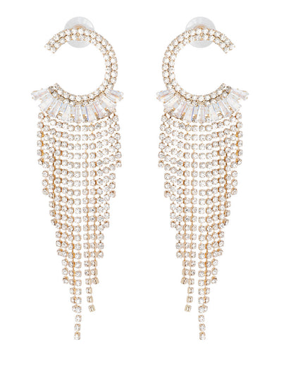 Gold C Cubic Zirconia Fringe Earrings