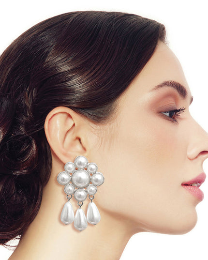 White Pearl Antique Flower Studs