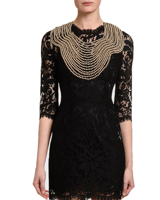 Gilded Grace: Gold Pearl Bib and Back Drape Necklace