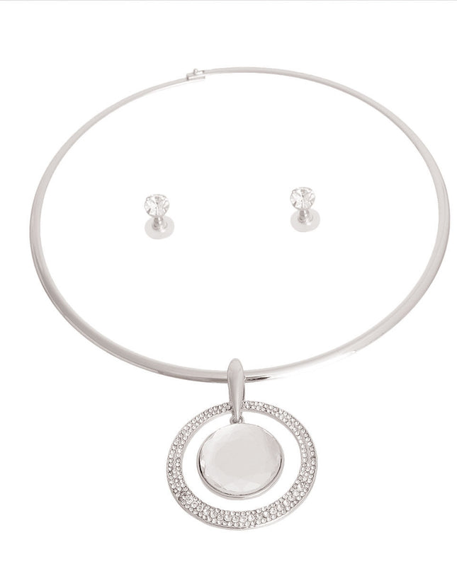 Silver Rigid Hook Round Crystal Choker