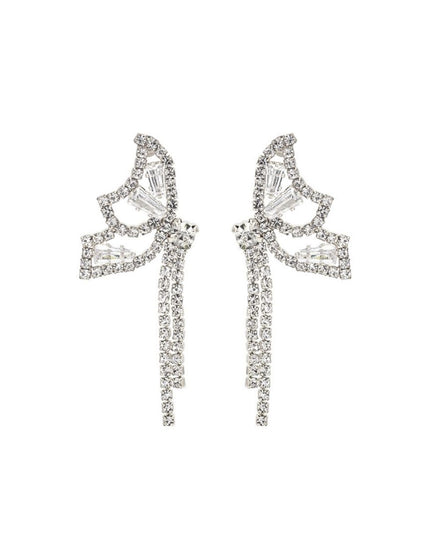 Silver Rhinestone Butterfly Tail Studs
