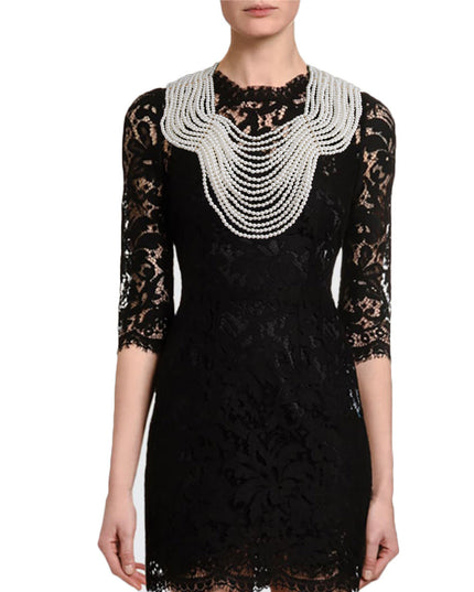 Cleopatra Chic: Cream Regal Back Drape Pearl Bib Necklace