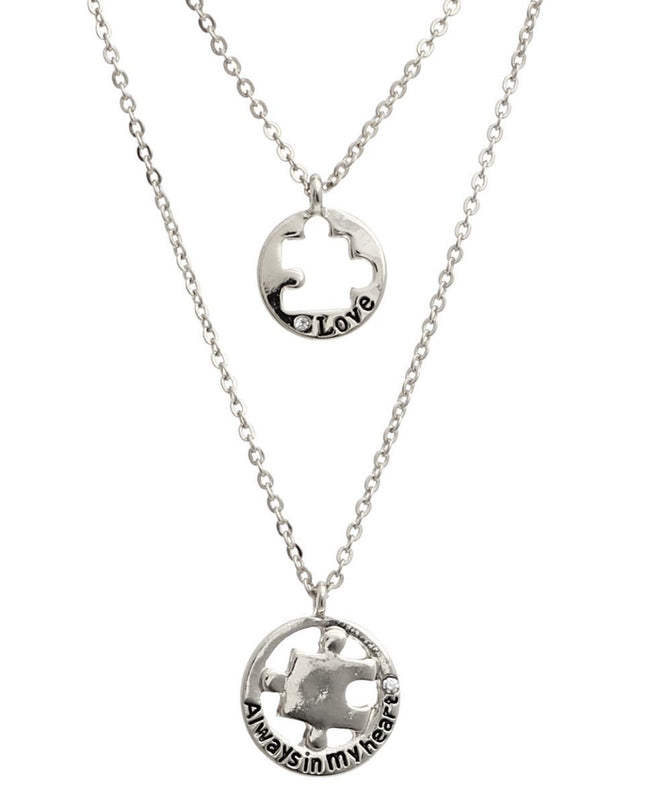 Silver Puzzle Cutout Layered Necklaces