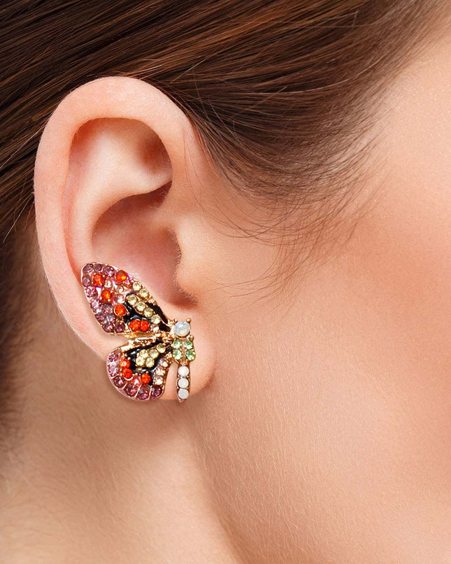 Multi Rhinestone Butterfly Wing Studs