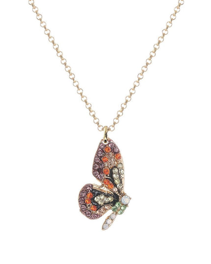 Multi Rhinestone Butterfly Wing Necklace