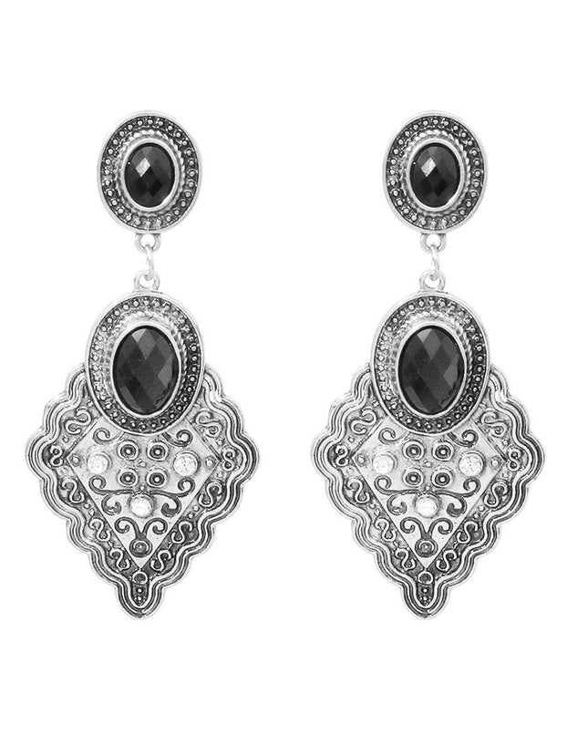 Metal Drop Silver Earrings