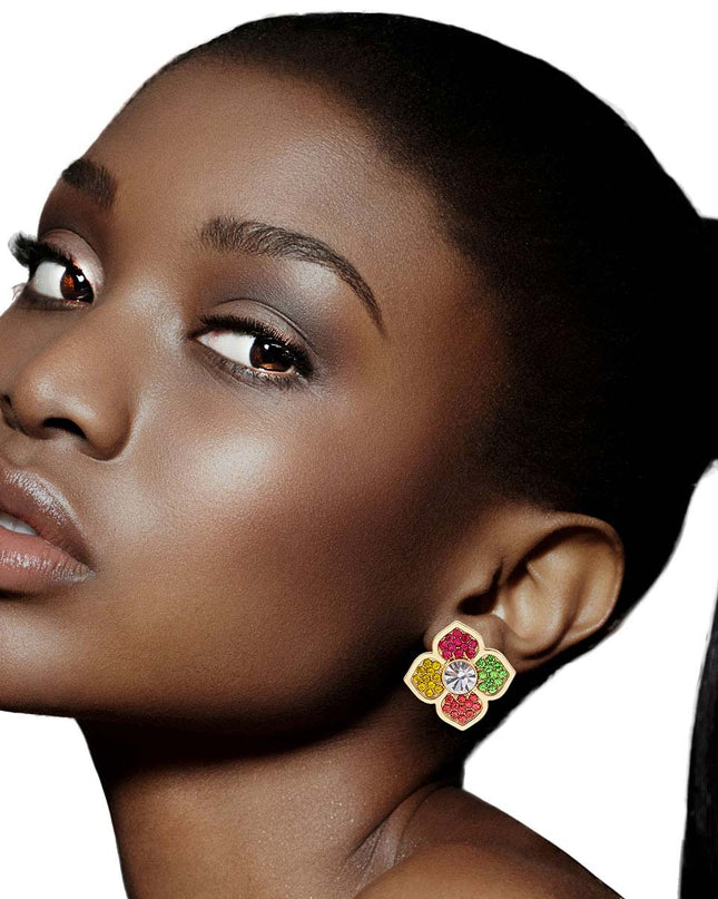 Multi-Color Magic: Flower Studs