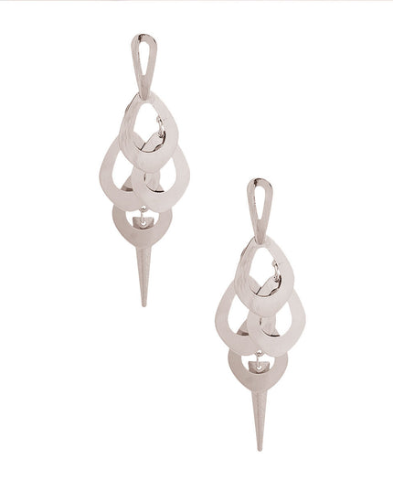 Silver Metal Teardrop Dangle Earrings