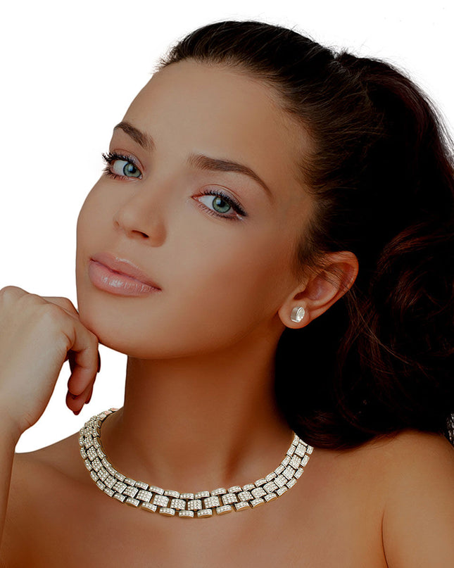 Iced Silver Watch Band Chain Necklace