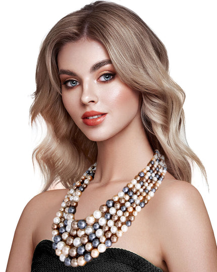 Neutral Multitone 5 Layered Pearl Set
