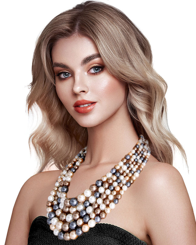 Neutral Multitone 5 Layered Pearl Set