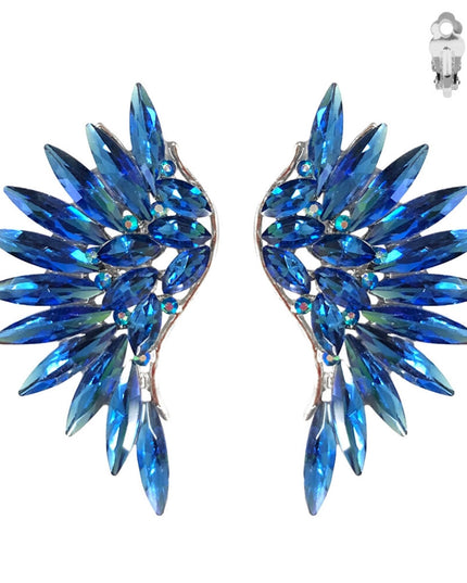 Royal Blue Rhinestone Wing Clip Ons