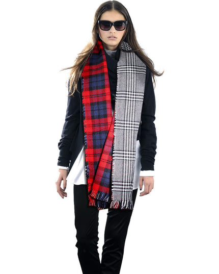 Red and Blue Tartan Reversible Scarf
