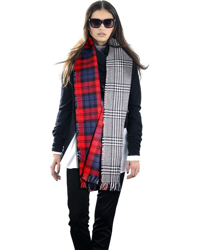 Red and Blue Tartan Reversible Scarf