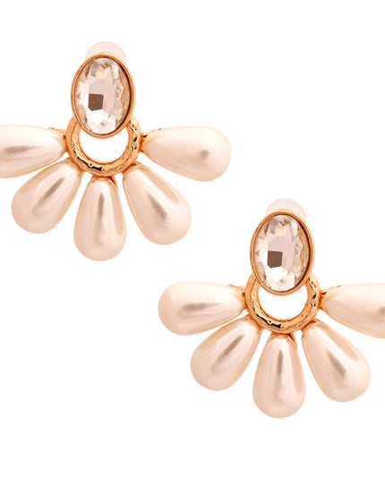Gold Stud Fan Pearl Earrings