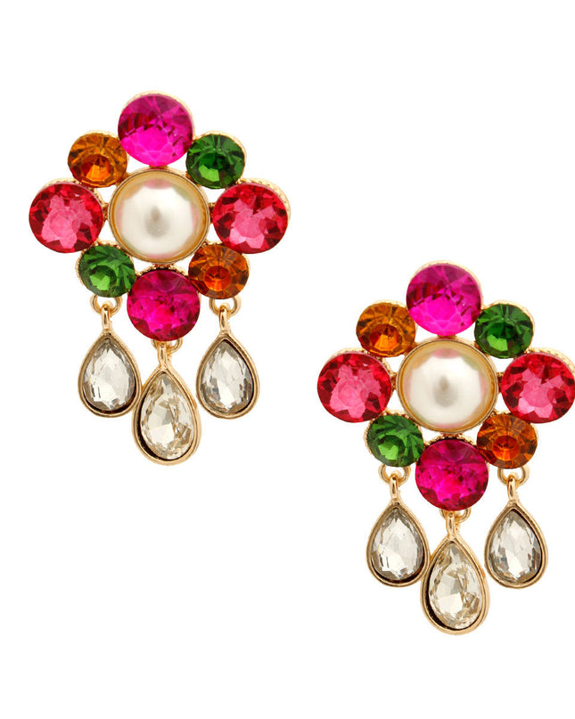Multi Color Antique Flower Studs