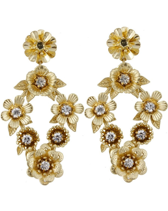 Vintage Gold Metal Flower Earrings