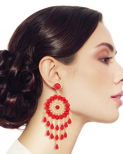 Pink Bead Dream Catcher Earrings