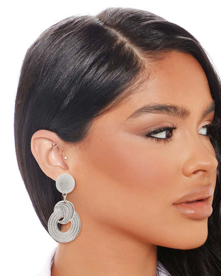 Silver Patterned Circle Earrings