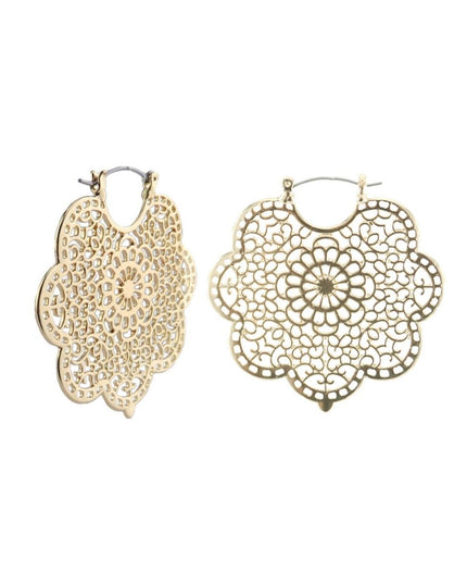 Gold Filigree Curved Hoops