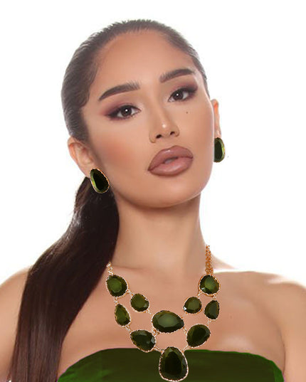 Short Necklace Irregular Resin Teardrop inset