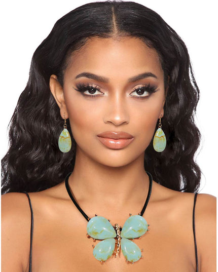 Turquoise Marbled Butterfly Pendant Set