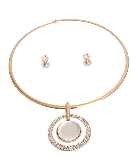 Gold Rigid Hook Round Crystal Choker
