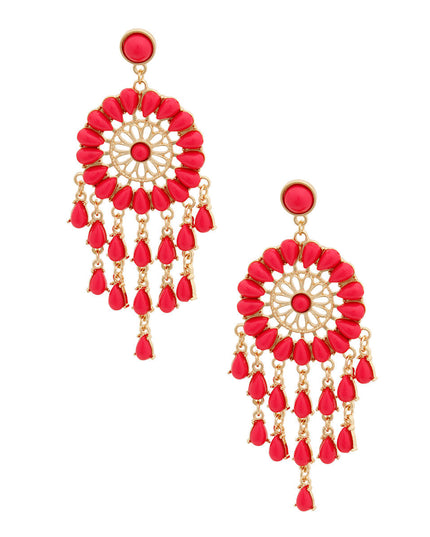 Pink Bead Dream Catcher Earrings