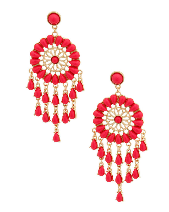 Pink Bead Dream Catcher Earrings
