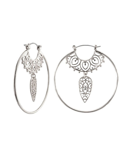 Silver Filigree Dangle Hoops