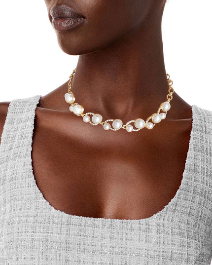 Cream Pearl Bling Gold Choker