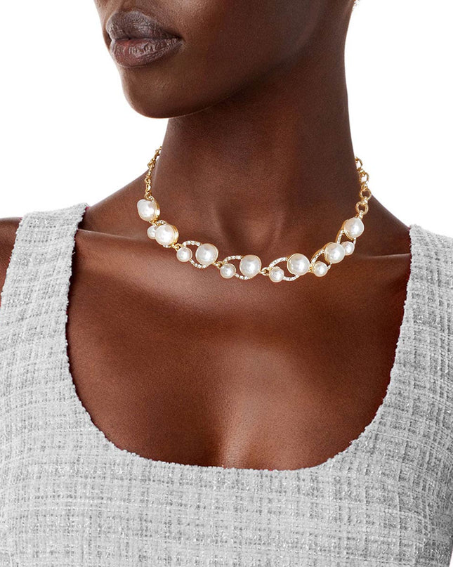 Cream Pearl Bling Gold Choker