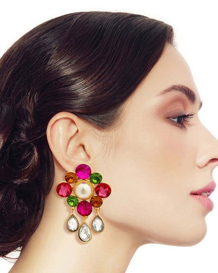 Multi Color Antique Flower Studs