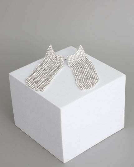 Silver All Fringe Ear Climber Earrings
