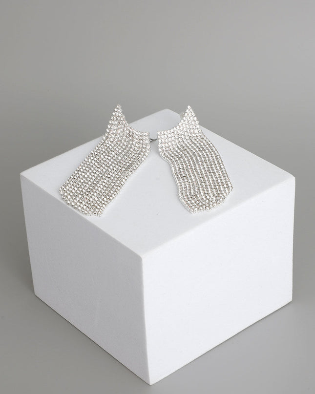 Silver All Fringe Ear Climber Earrings