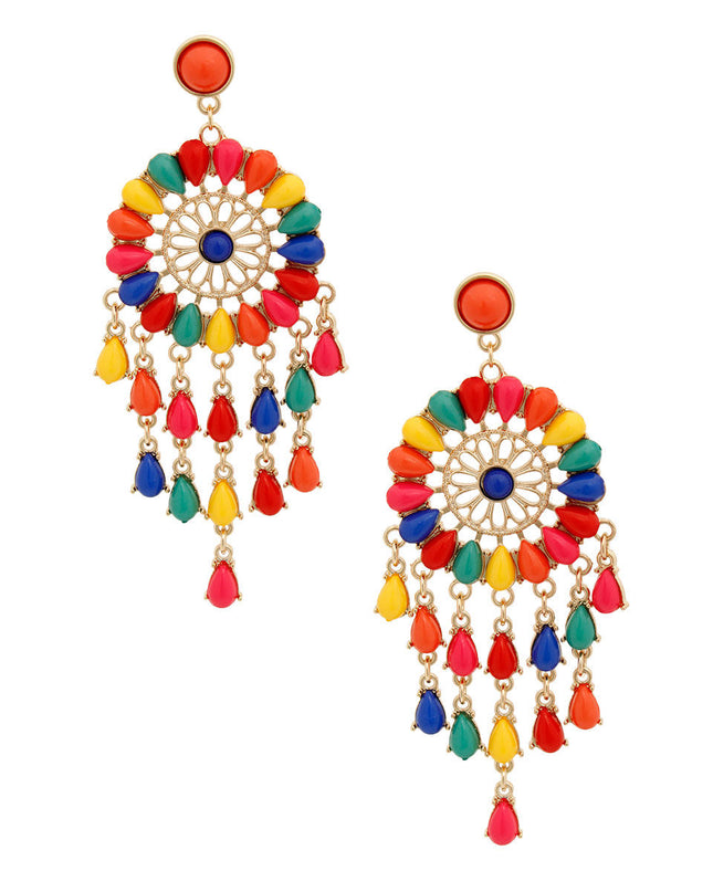 Rainbow Bead Dream Catcher Earrings