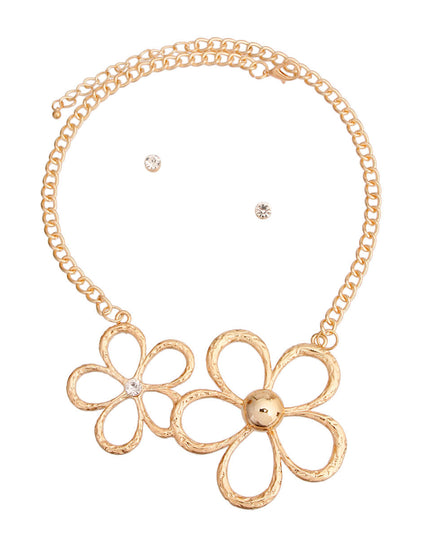 Gold Metal Flower Collar Set