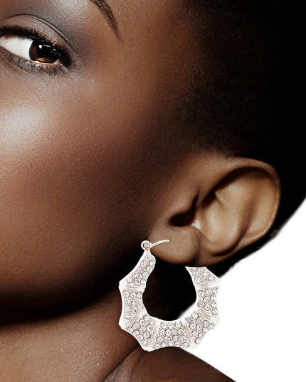 Silver Bling Bamboo Hoops