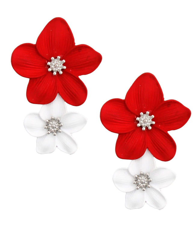 Our beautiful Red, White Flower Earrings for Women