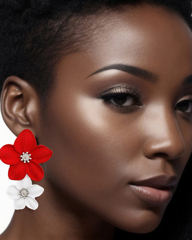 Our beautiful Red, White Flower Earrings for Women