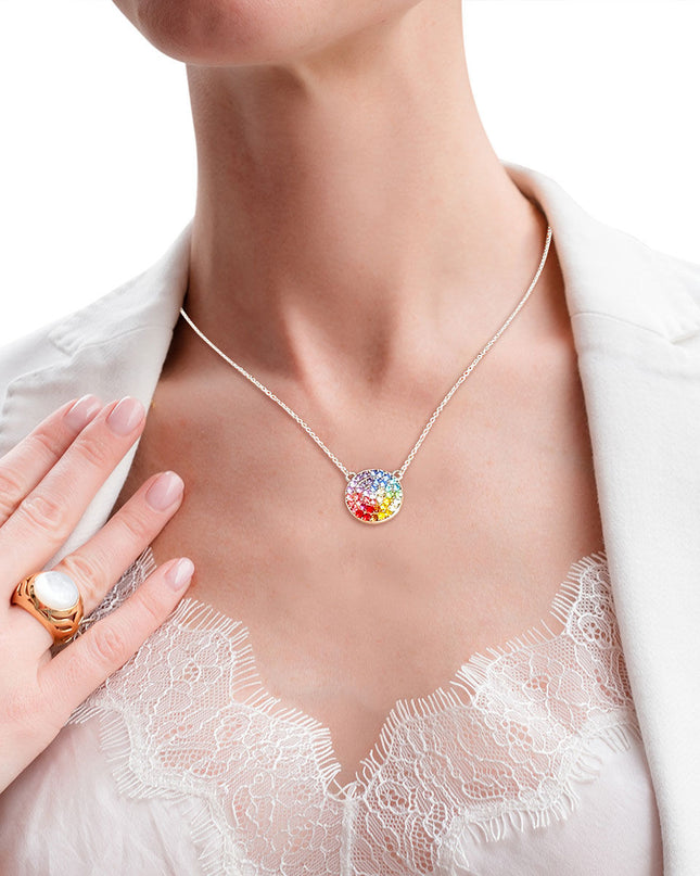 Rainbow Circle Silver Chain Necklace